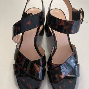 J Crew Stylish Black and Brown (tortoise) Women's Block Heels